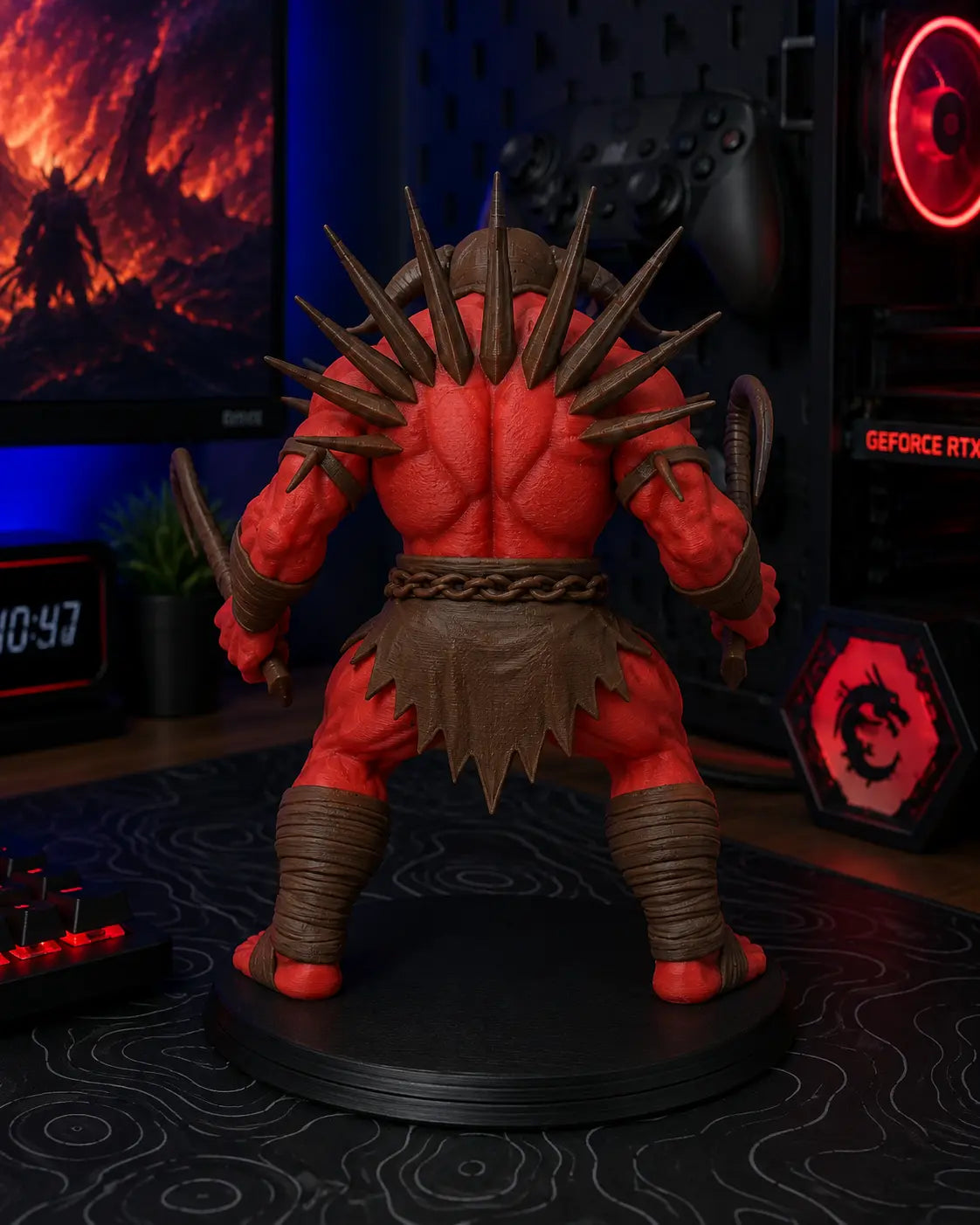 crimson reaver – demon berserker figurine | gaming desk collectible