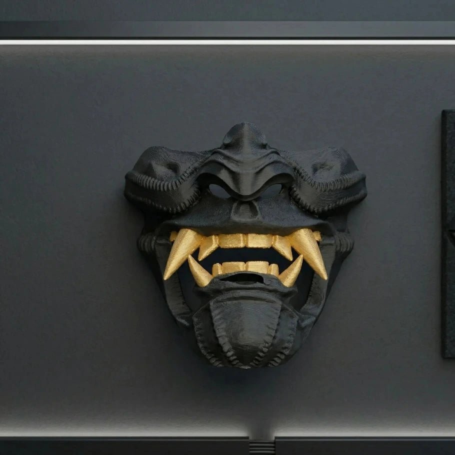 oni demon mask katana wall mount - fictioo