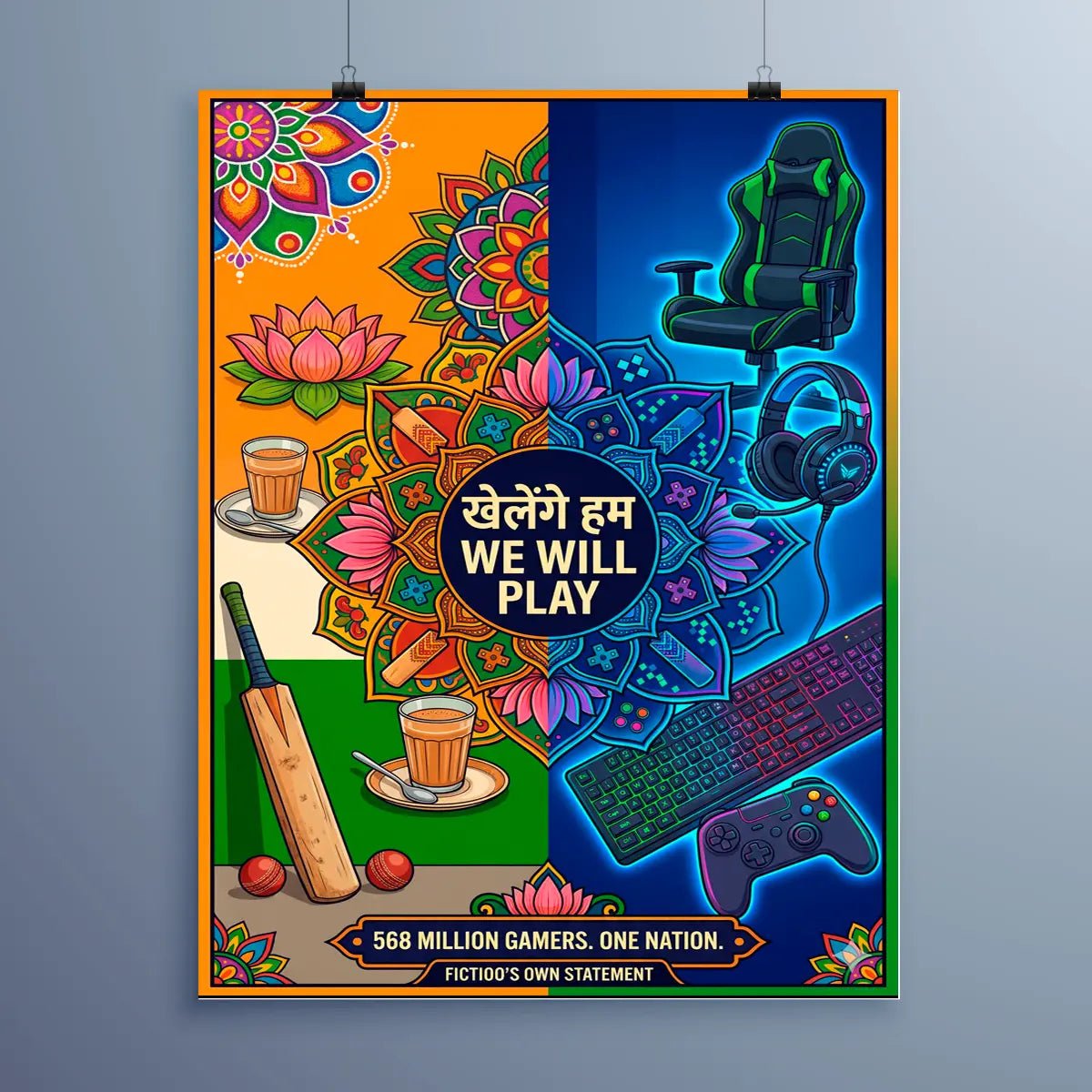 we will play – desi gaming culture metal poster - fictioo