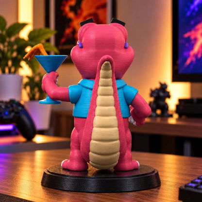 Sunny Snapjaw Beach Gator Figurine on a gaming desk back view