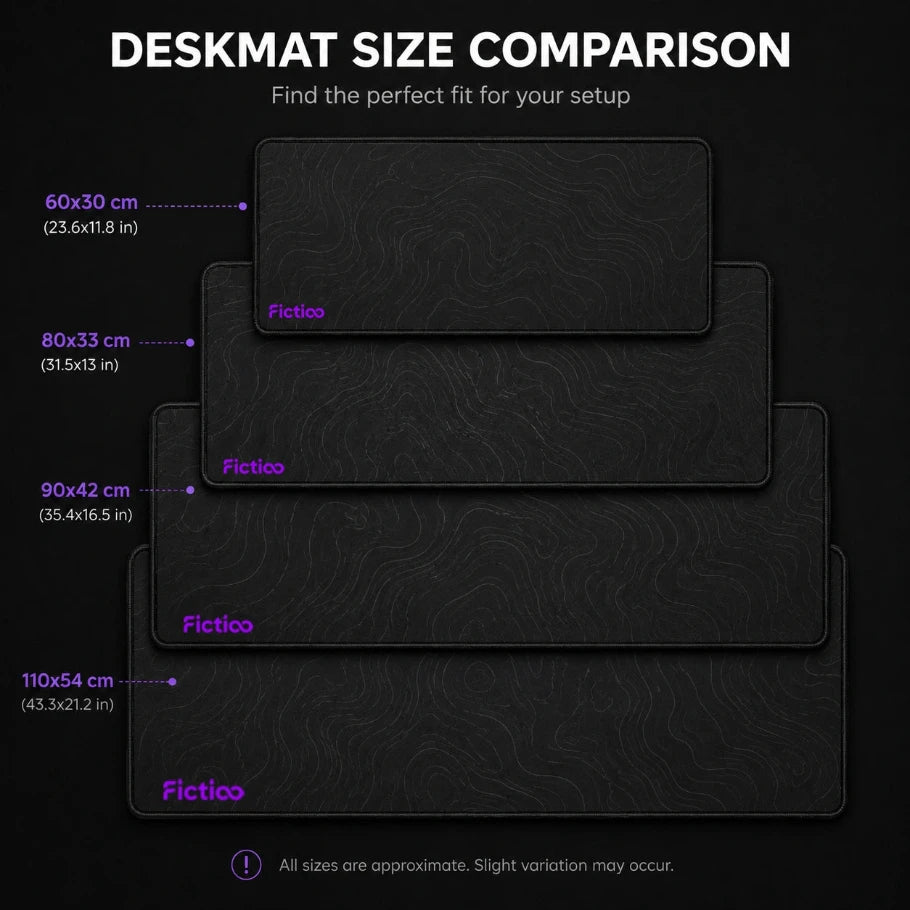 deskmat size comparison sheet - fictioo