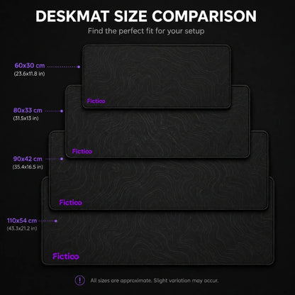 Deskmat Size Comparison Sheet - Fictioo