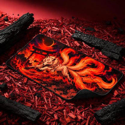 Nine-tailed fox XL gaming mousepad with keyboard and mouse - Fictioo