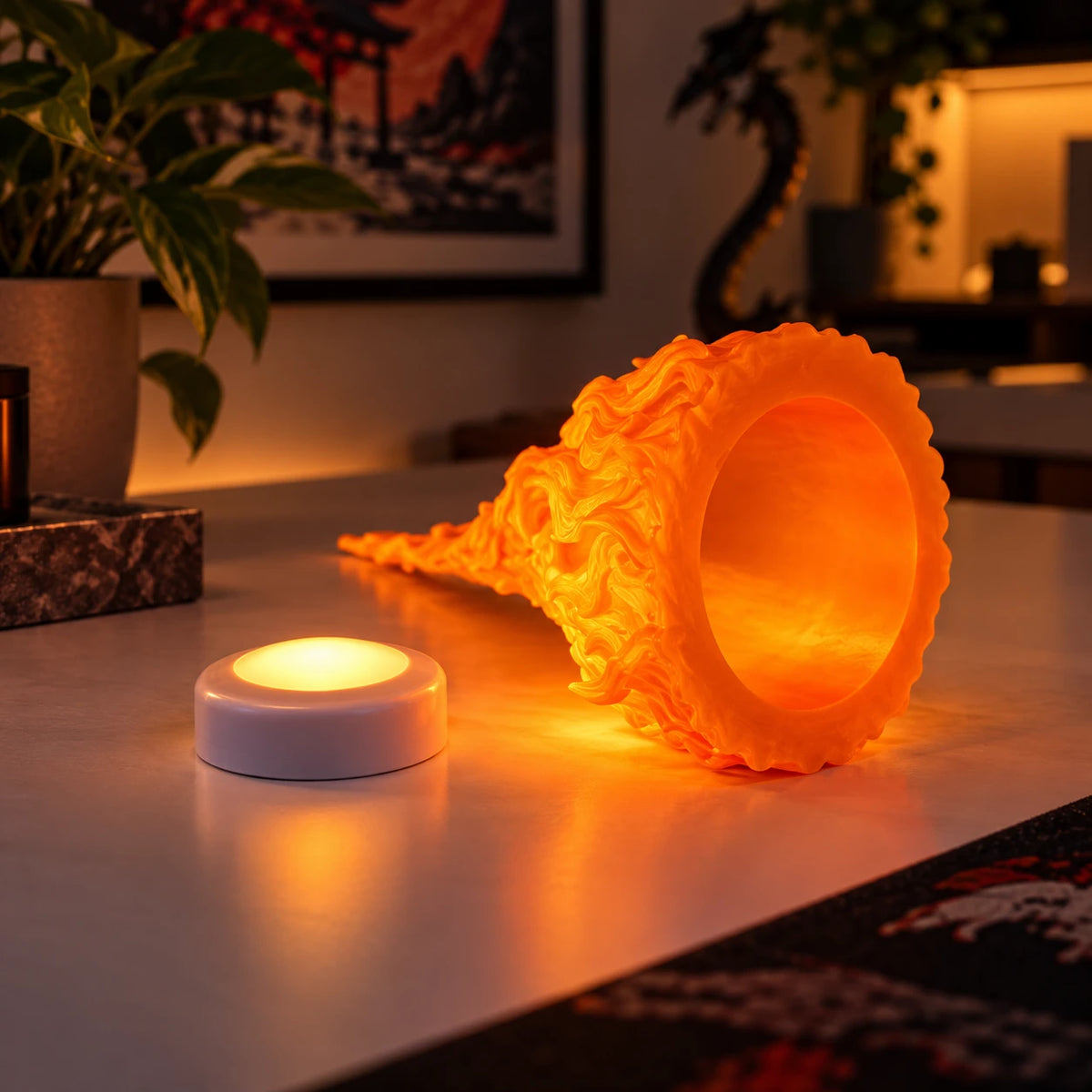 dragon fire breath led lamp | flame dragon night light desk decor