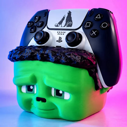 3D printed green Frankenstein controller stand for PS5 and Xbox controllers - Fictioo