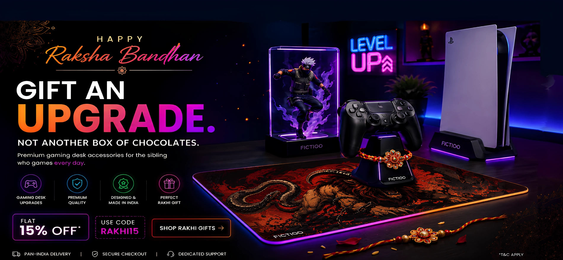 Rakshabandhan gifts for gamers promotional banner - Fictioo