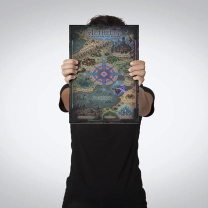 Aethelia – Map of the Lost Realms Metal Poster - Fictioo