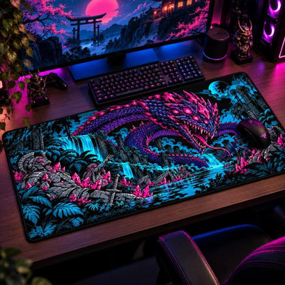 Basilisk's Gaze Serpent Gaming Deskmat | XL Extended Mouse Pad - Fictioo