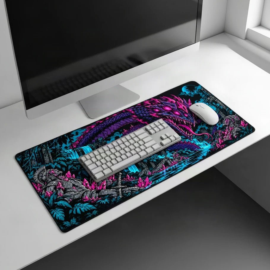 basilisk's gaze serpent gaming deskmat | xl extended mouse pad - fictioo