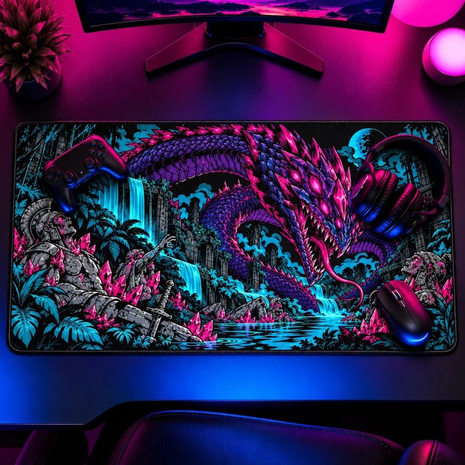 Basilisk's Gaze Serpent Gaming Deskmat | XL Extended Mouse Pad - Fictioo