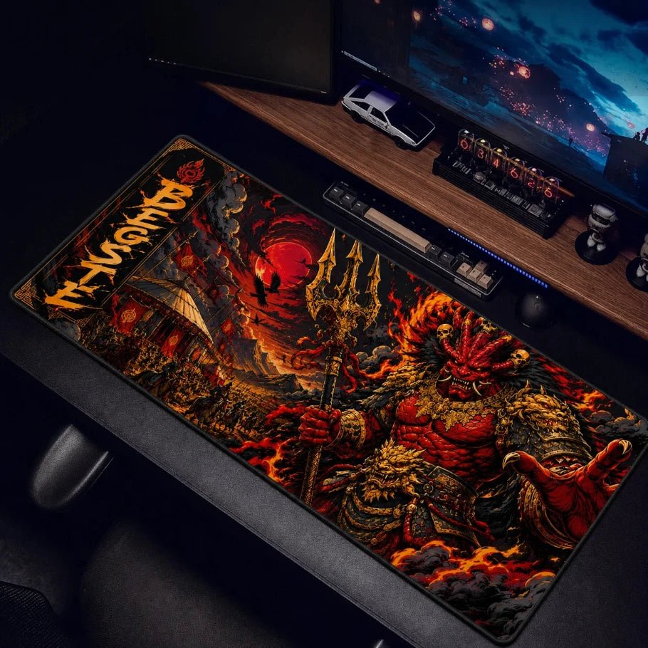 begste wrath of war god gaming deskmat | xl extended mouse pad - fictioo