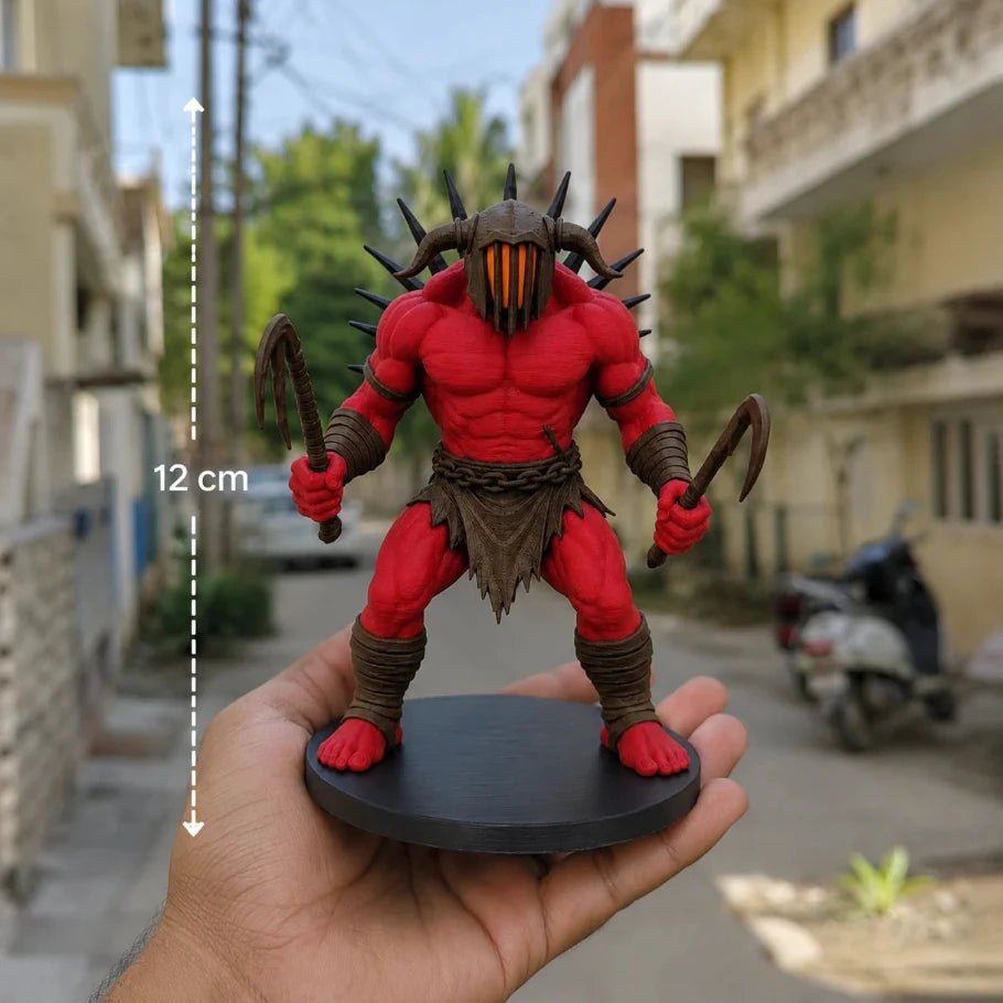 crimson reaver – demon berserker figurine | gaming desk collectible - fictioo