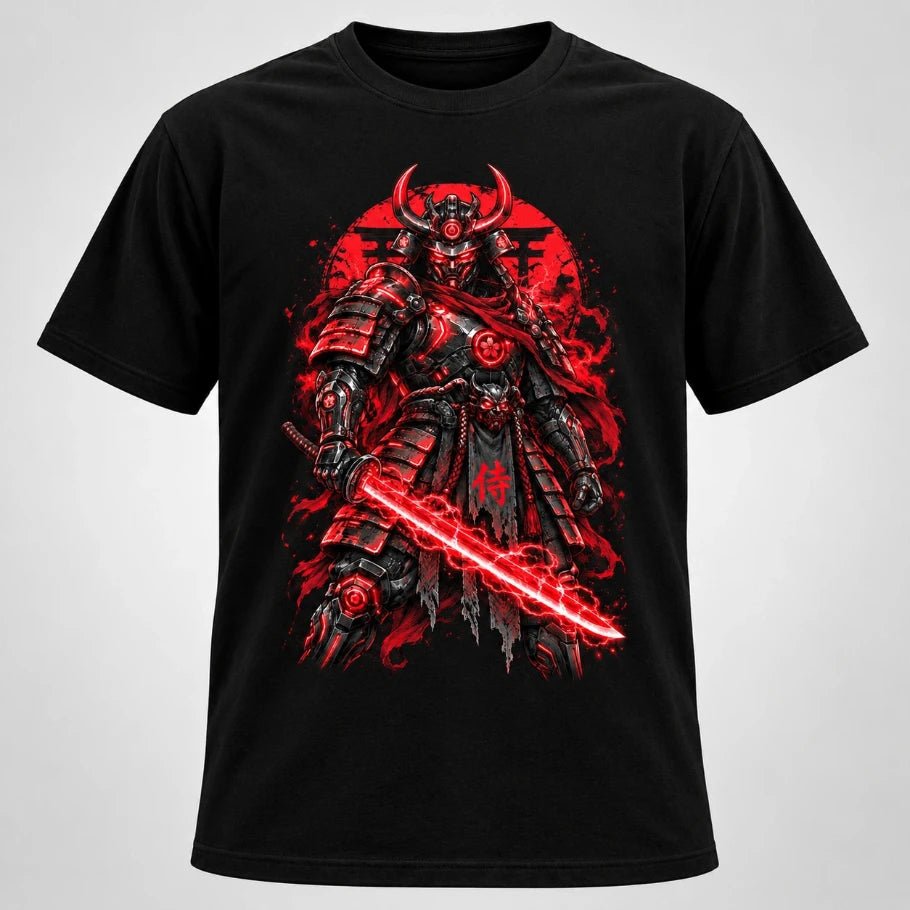 crimson shogun | cyber samurai oversized t-shirt - fictioo