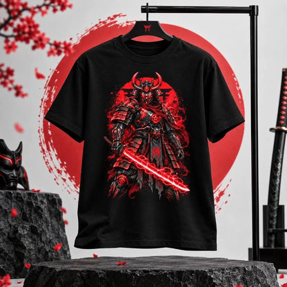 Crimson Shogun | Cyber Samurai Oversized T-Shirt - Fictioo
