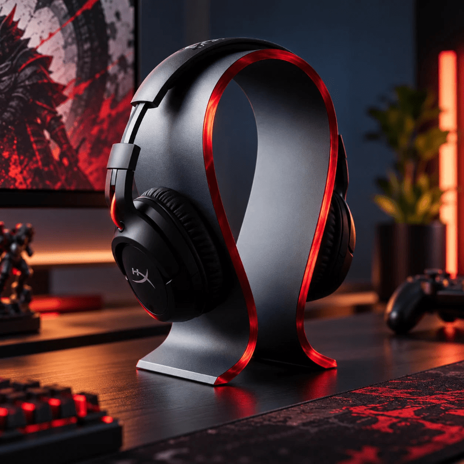 Curved Arc Headphone Stand | Minimal Headset Holder for Gaming Desk - Fictioo