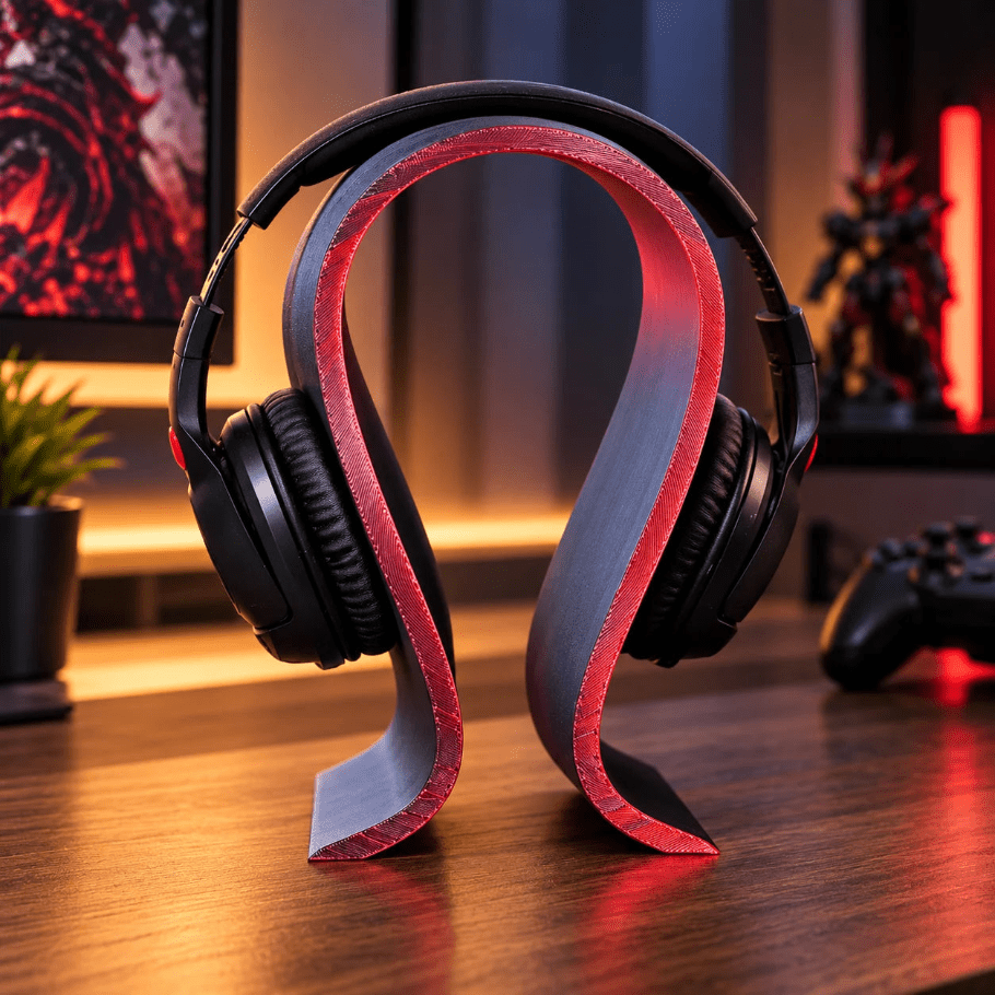Curved Arc Headphone Stand | Minimal Headset Holder for Gaming Desk - Fictioo