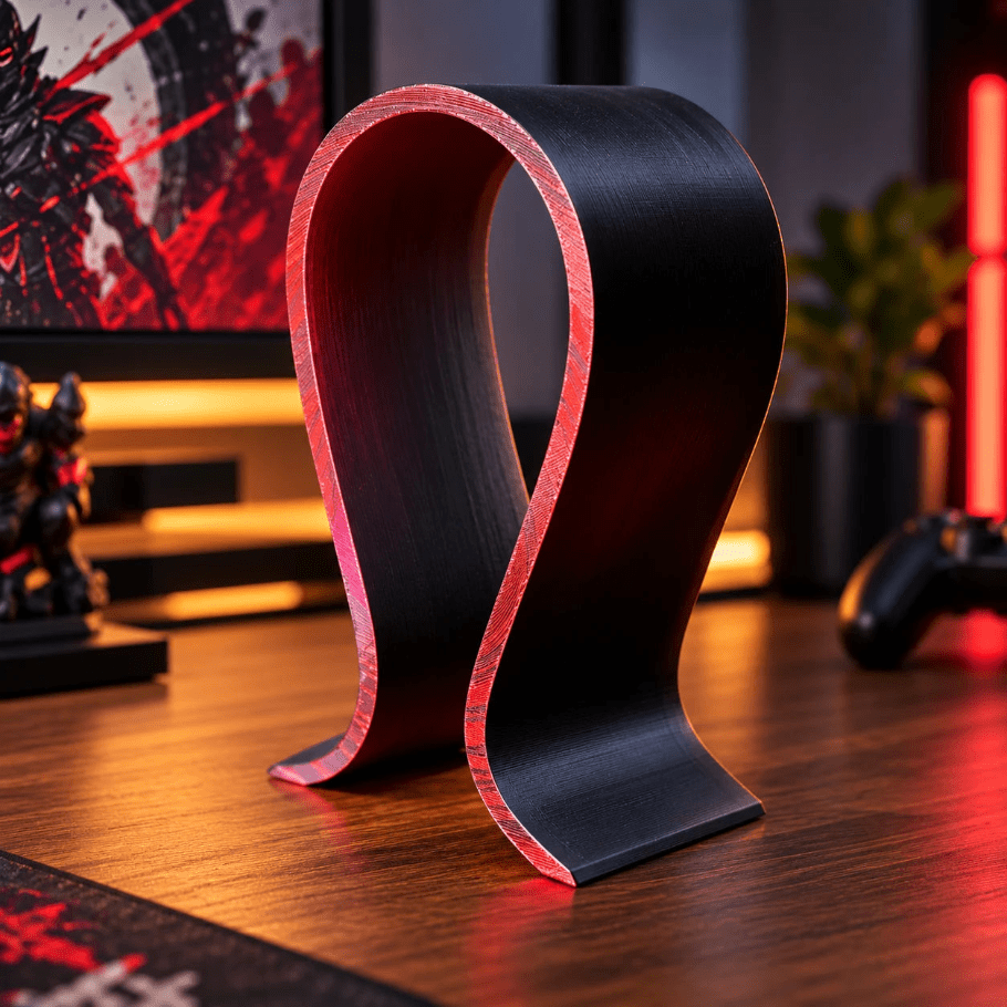 curved arc headphone stand | minimal headset holder for gaming desk - fictioo