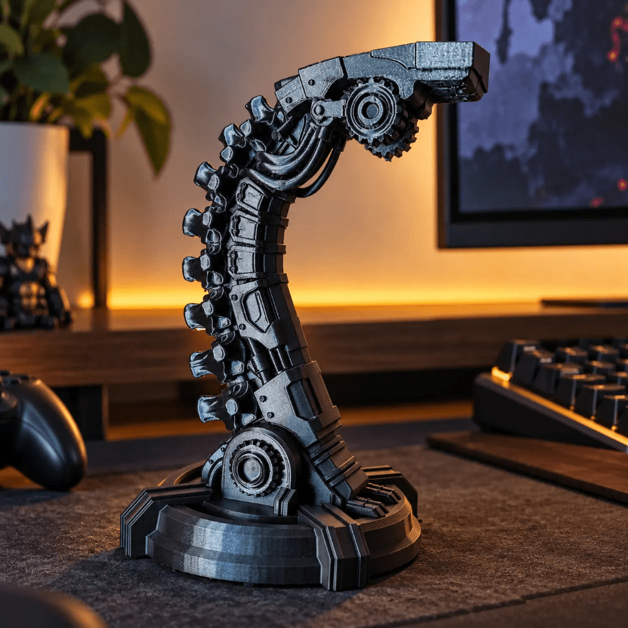 Cyber Spine Headphone Stand | Biomechanical Gaming Desk Decor - Fictioo