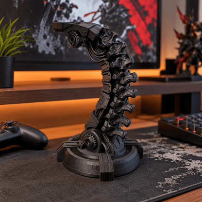 Cyber Spine Headphone Stand | Biomechanical Gaming Desk Decor - Fictioo
