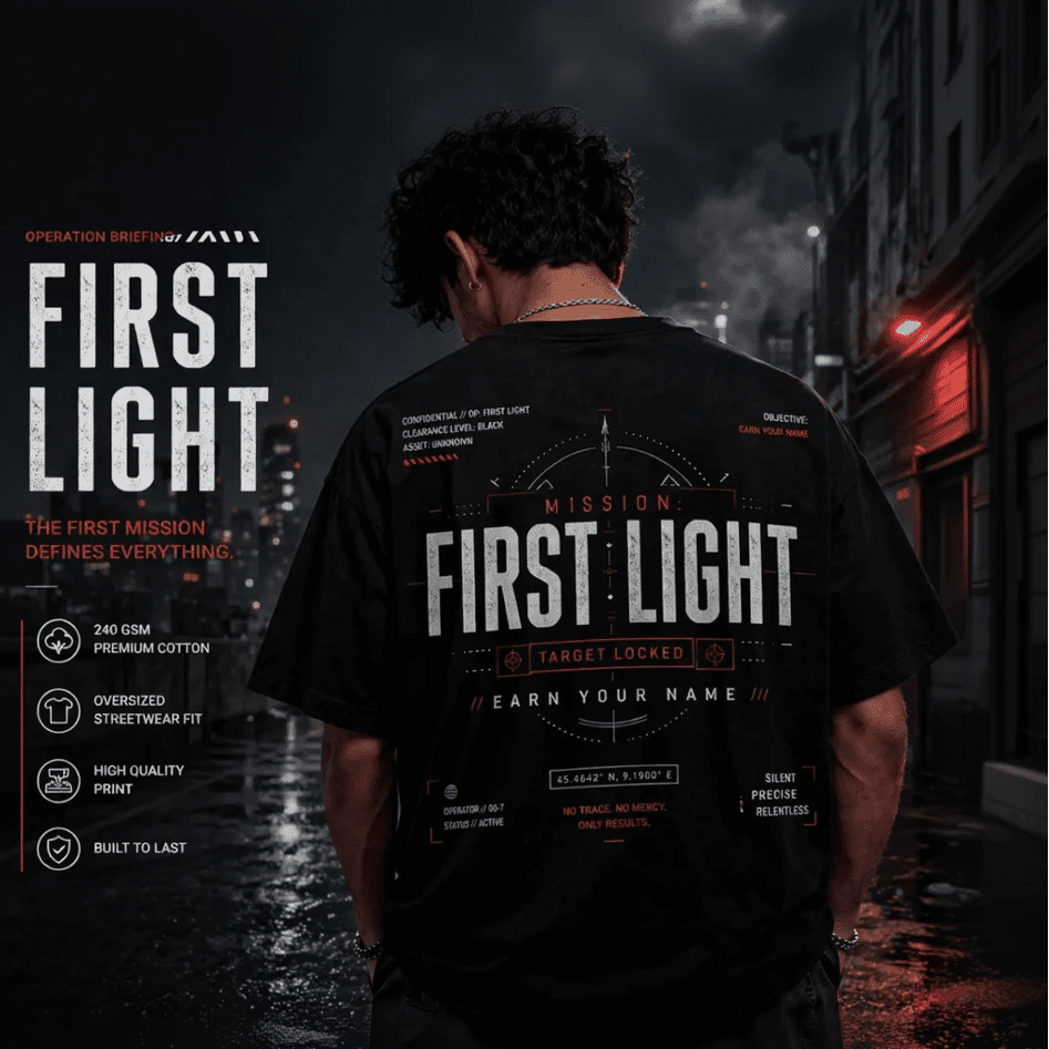 first light | mission ready oversized t-shirt - fictioo