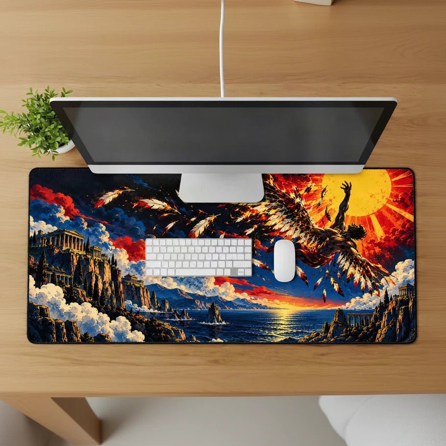 icarus greek mythology gaming deskmat | xl extended mouse pad - fictioo
