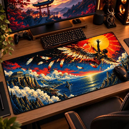 Icarus Greek Mythology Gaming Deskmat | XL Extended Mouse Pad - Fictioo