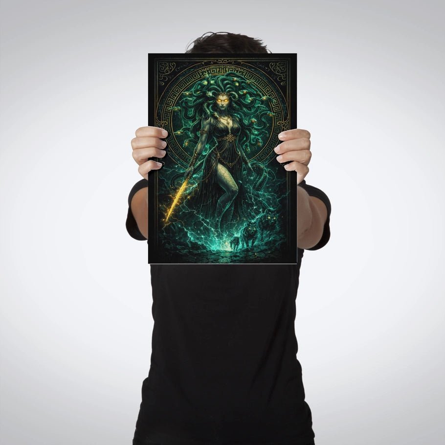 Medusa Ascendant – Mythic Gorgon Metal Poster - Fictioo