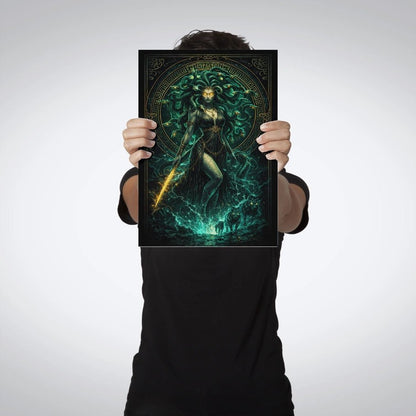 Medusa Ascendant – Mythic Gorgon Metal Poster - Fictioo