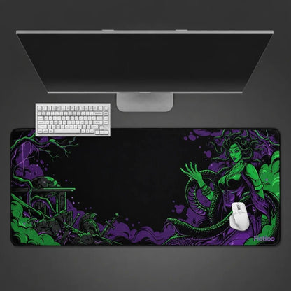 Medusa Neon Gaming Deskmat | XL Extended Mouse Pad - Fictioo