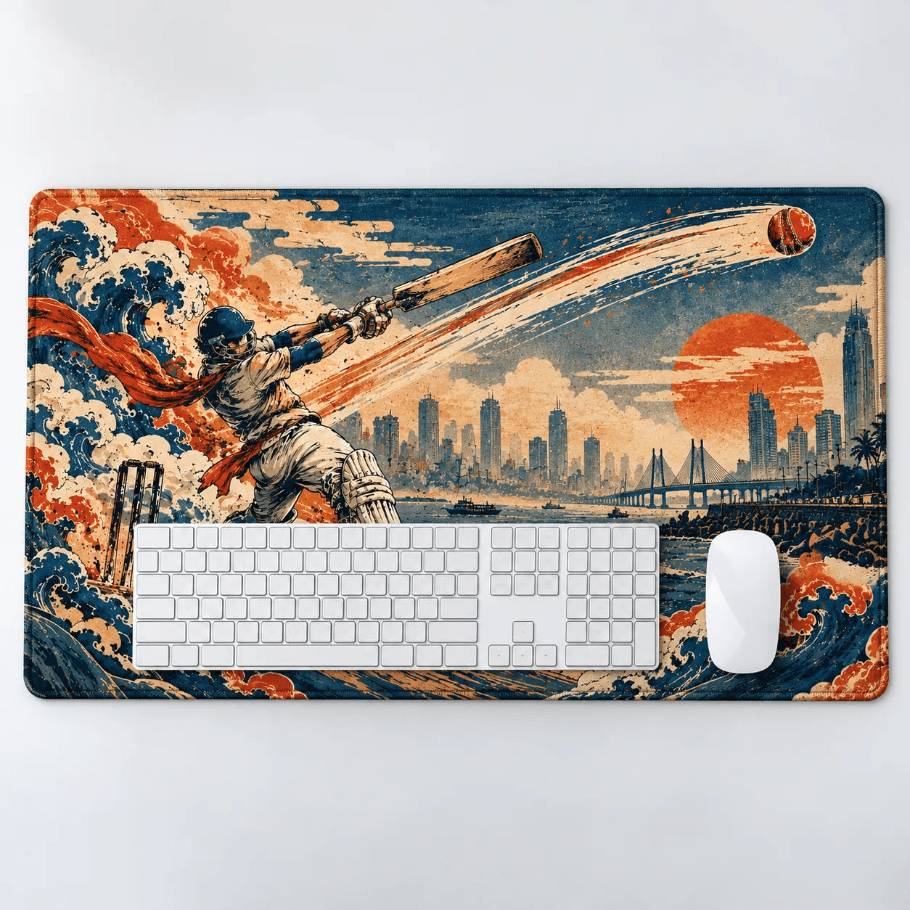 Mumbai Cricket Batsman Gaming Deskmat | XL Extended Mouse Pad - Fictioo