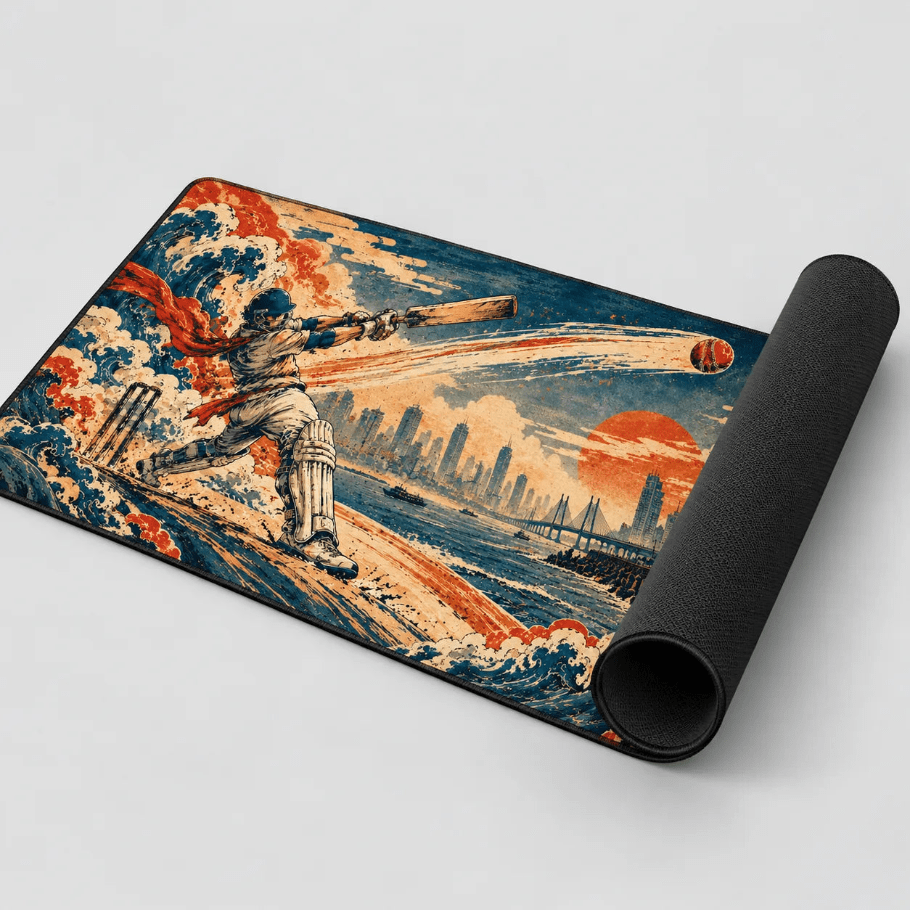 Mumbai Cricket Batsman Gaming Deskmat | XL Extended Mouse Pad - Fictioo