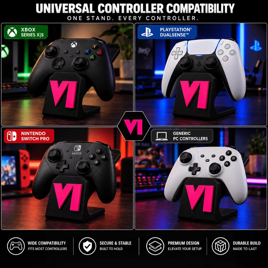 Neon Pink Statement Controller Holder for PS5, Xbox & All Controllers - Fictioo