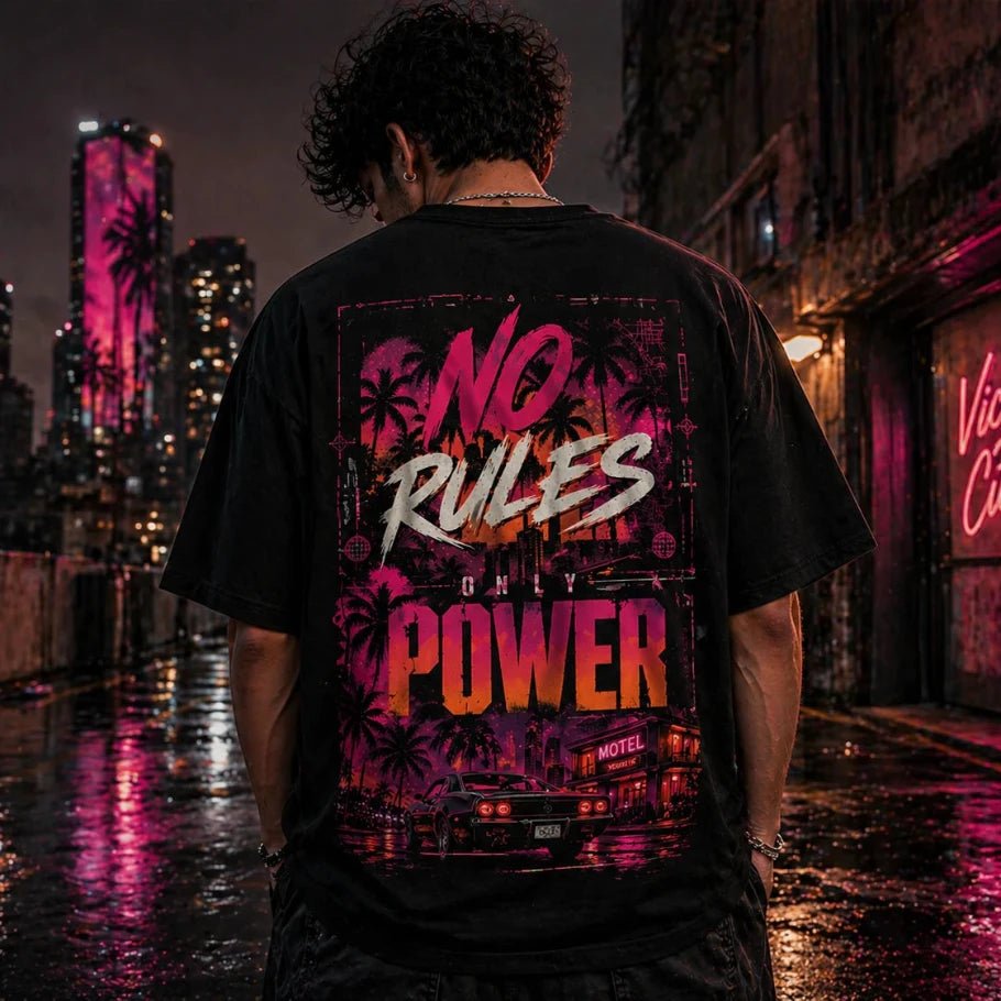 No Rules Only Power | Vice Hustle Oversized T-Shirt - Fictioo