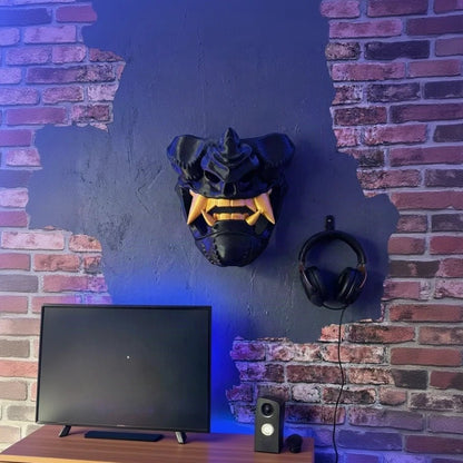 Oni Demon Mask Katana Wall Mount - Fictioo