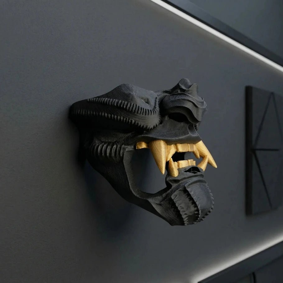 oni demon mask katana wall mount - fictioo