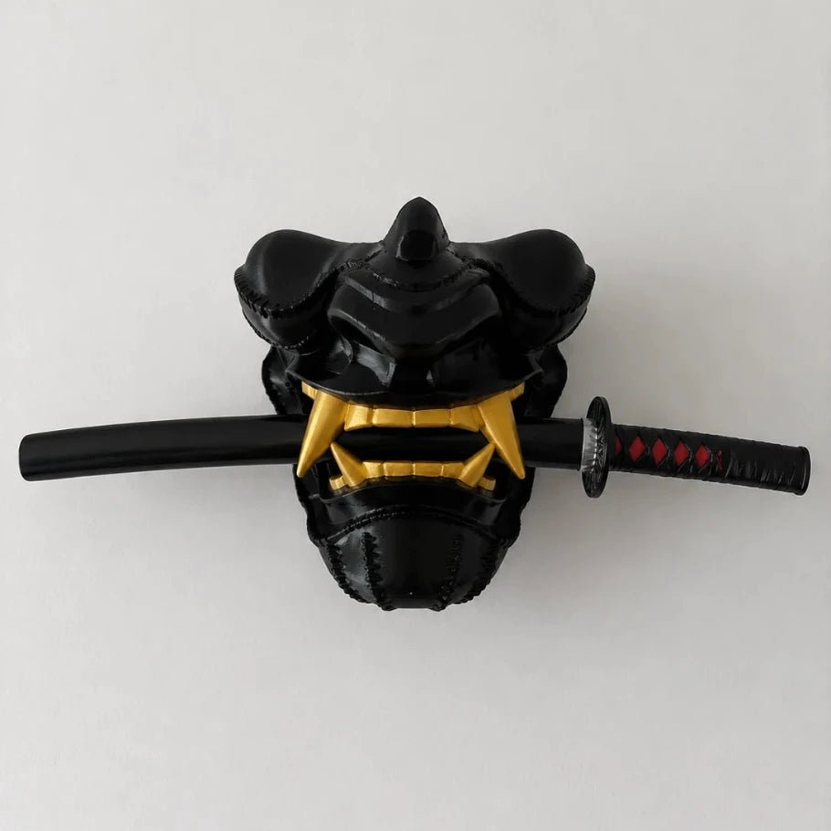 Oni Demon Mask Katana Wall Mount - Fictioo