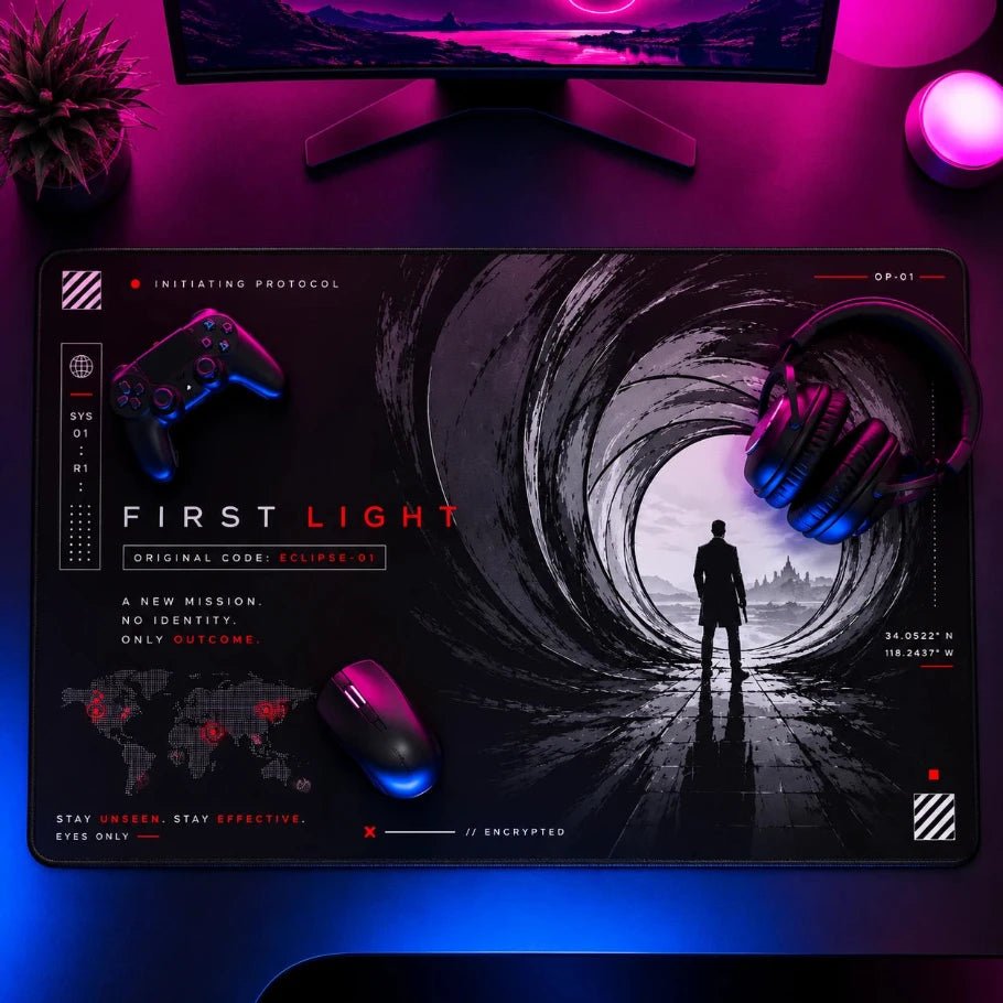 phantom spy gaming deskmat | xl extended mouse pad - fictioo