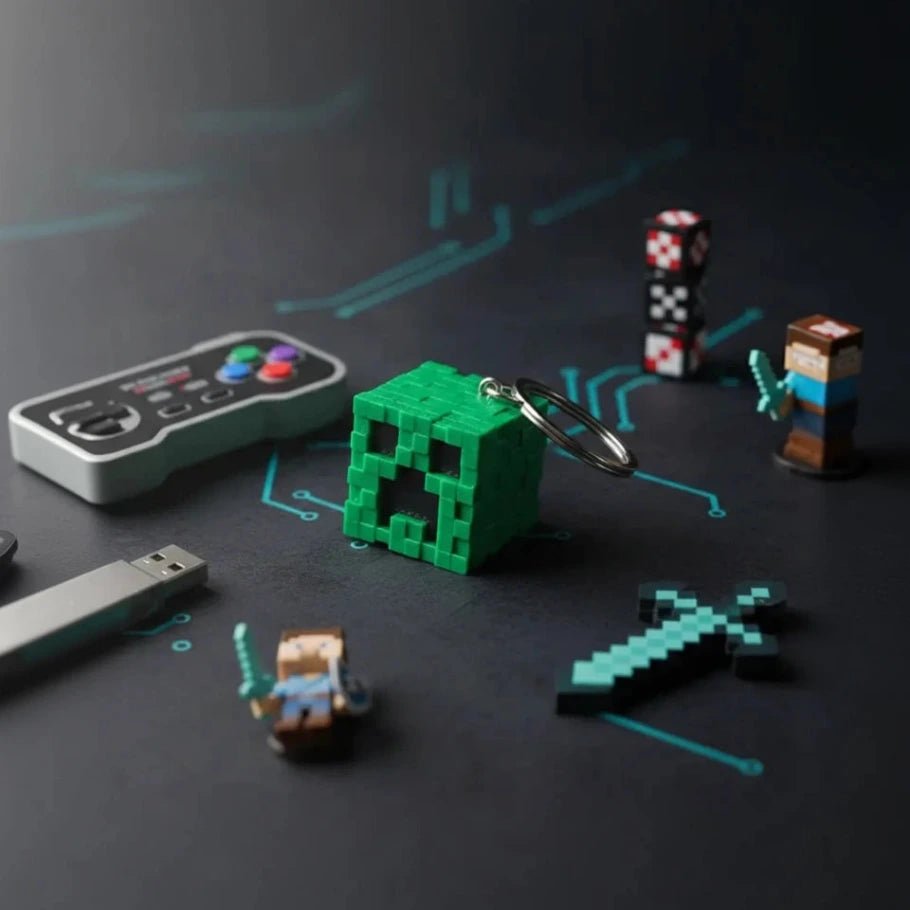 pixel creeper keychain - fictioo