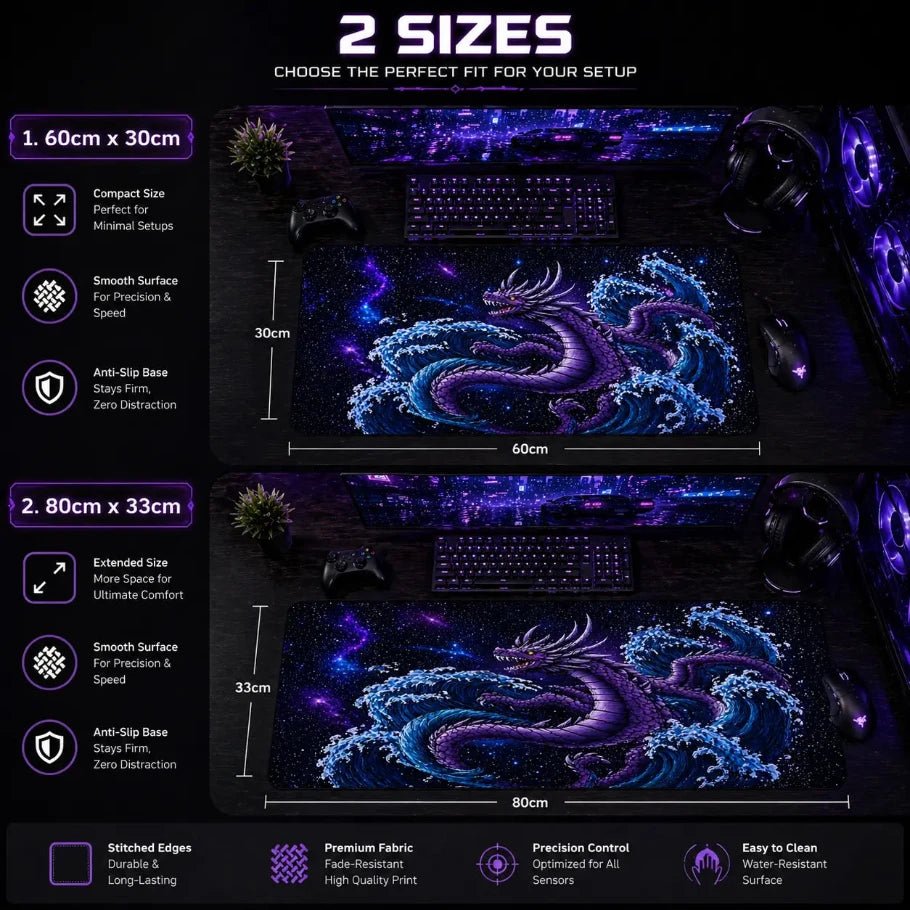 Purple Cosmic Dragon Deskmat - Fictioo