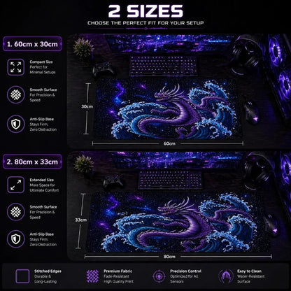 Purple Cosmic Dragon Deskmat - Fictioo