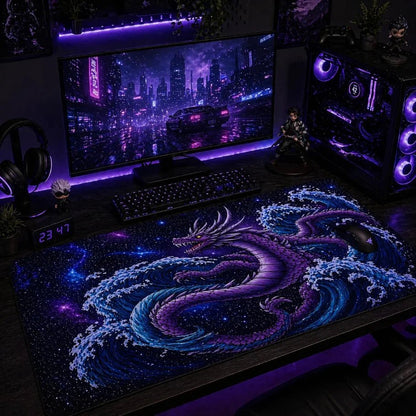 Purple Cosmic Dragon Deskmat - Fictioo