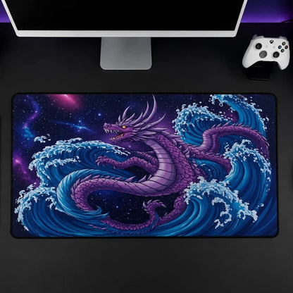 Purple Cosmic Dragon Gaming Deskmat | XL Extended Mouse Pad - Fictioo