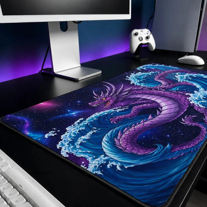 Purple Cosmic Dragon Gaming Deskmat | XL Extended Mouse Pad - Fictioo