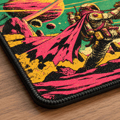 Retro Space Bounty Hunter Gaming Deskmat | XL Extended Mouse Pad - Fictioo