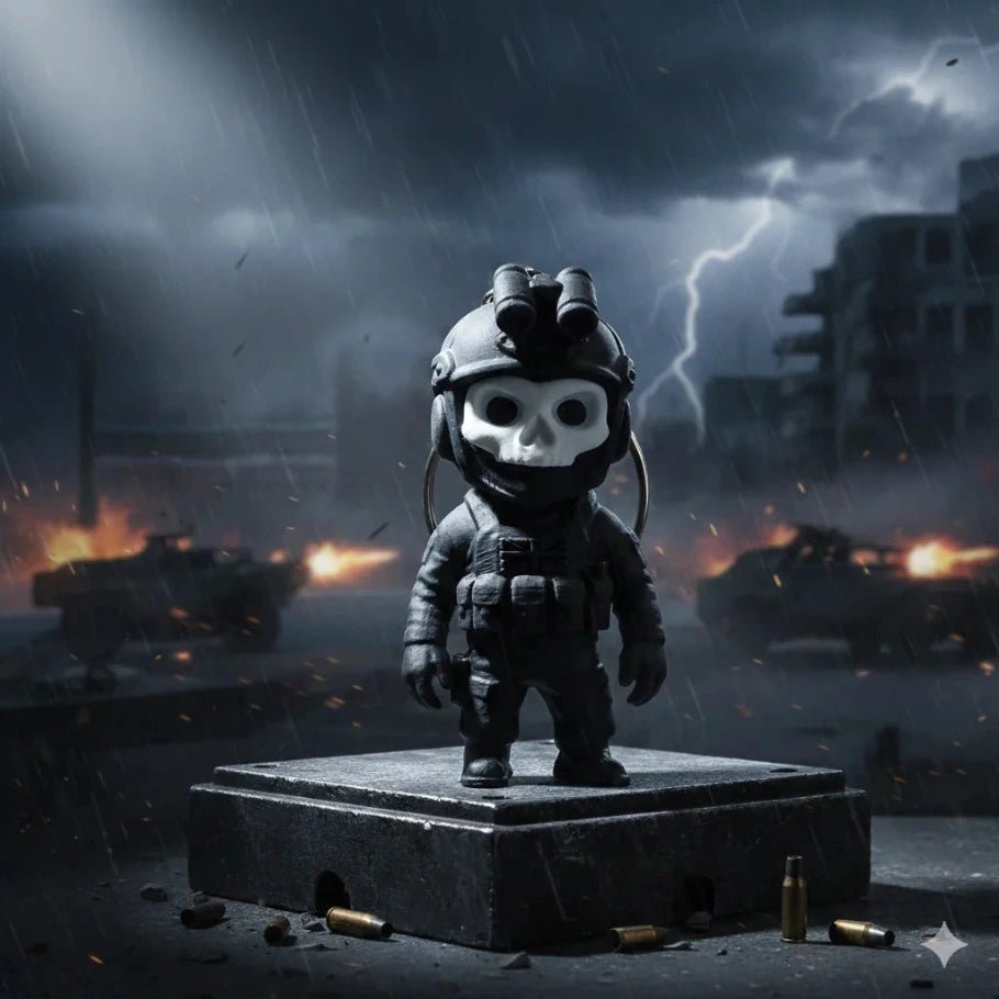 stealth skull agent keychain - fictioo