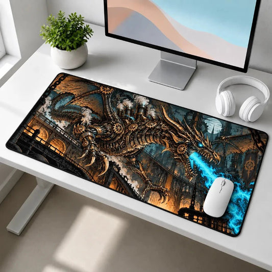 Steamforged Mecha Dragon Gaming Deskmat | XL Extended Mouse Pad - Fictioo