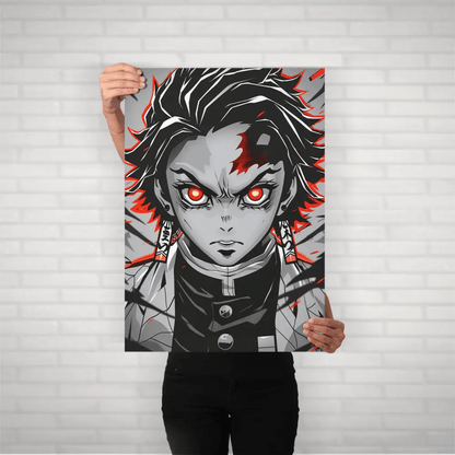 Tanjiro Kamado: Water Breathing Metal Poster - Fictioo