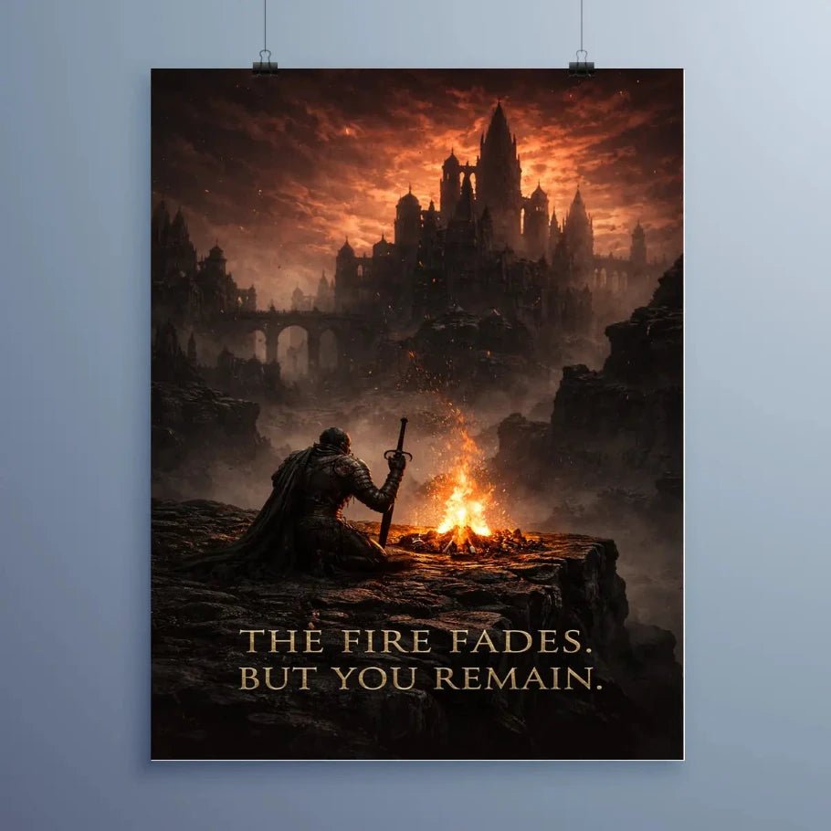 the fire fades – dark souls inspired knight poster - fictioo