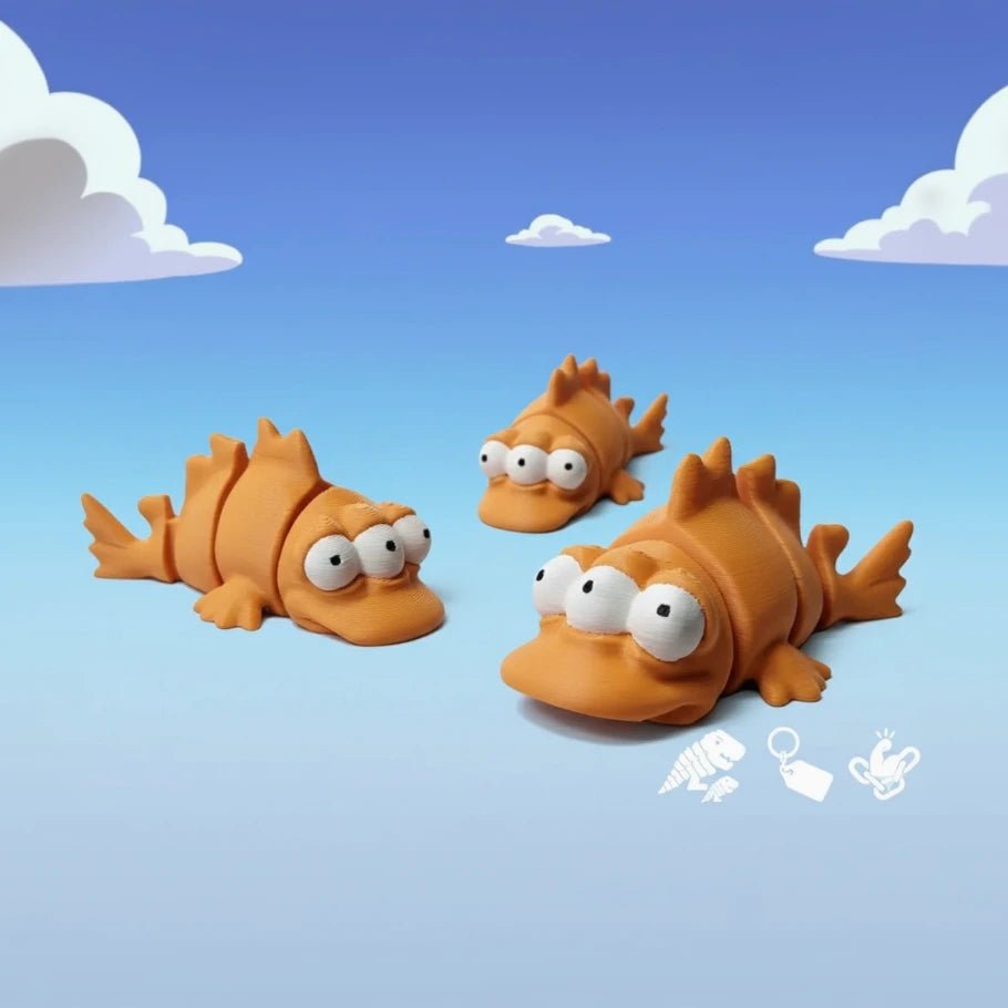 Three Eye Fish Cartoon Keychain - Fictioo