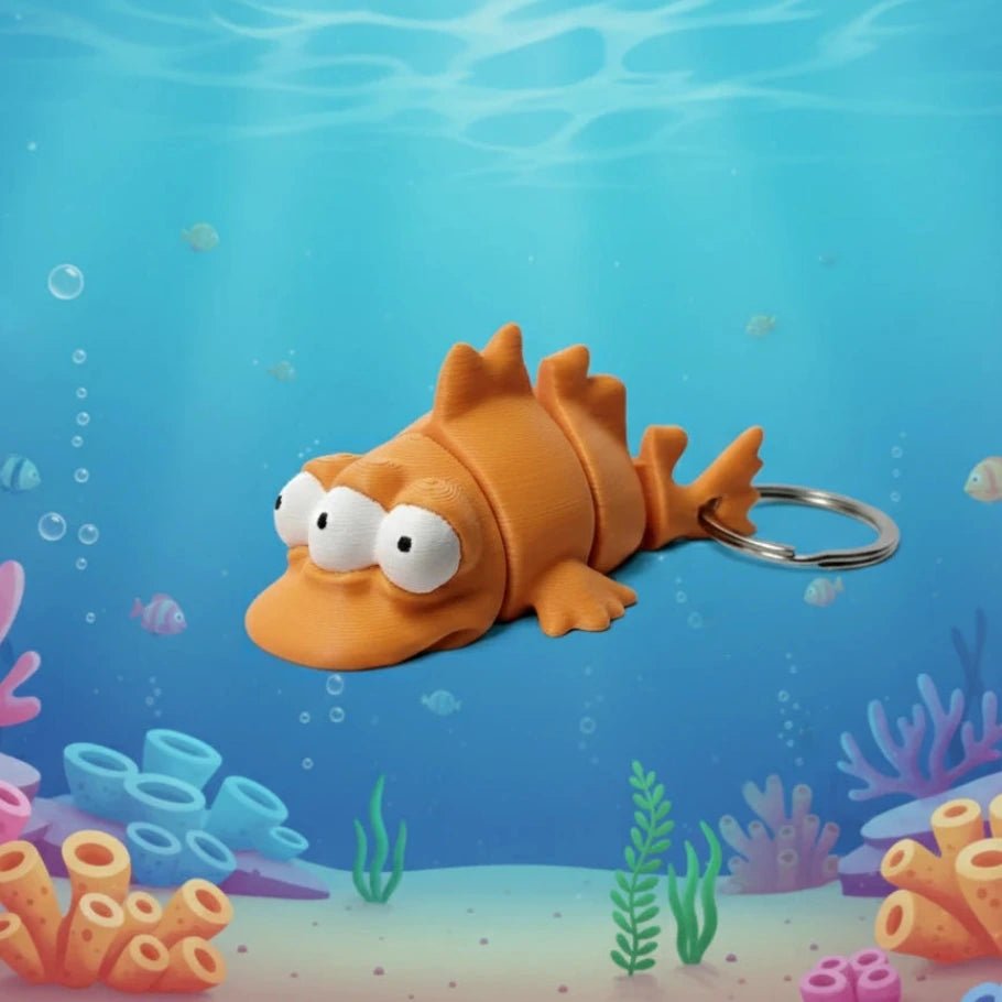 Three Eye Fish Cartoon Keychain - Fictioo